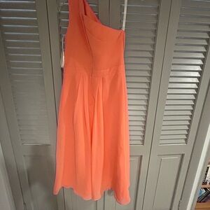 David's Bridal One-Shoulder coral Dress